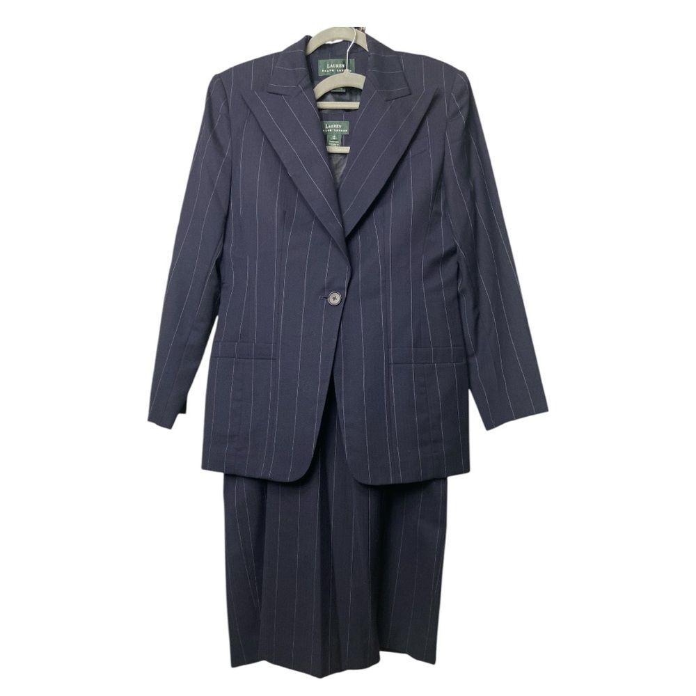 Vintage Lauren Ralph Lauren navy blue dress suit set size 12